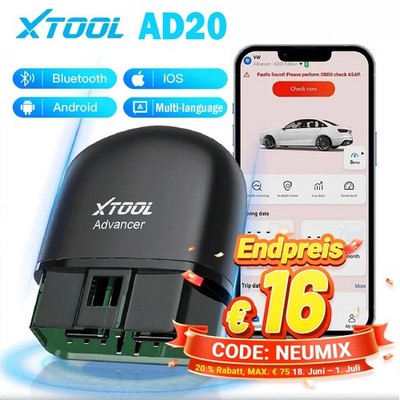 2026 XTOOL AD20 OBD2 Diagnosegerät BT Scanner Fehlercode Auslesegerät Kostenlos