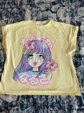 Zara Anime Graphic Yellow Pullover Rolled Sle...