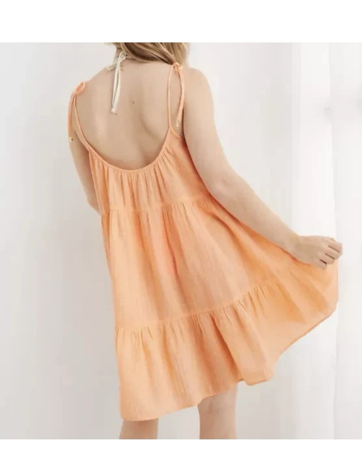 Aerie Dress Mango Hour Coverup XL Sundress Orange  Gold Metallic Gauze Fairy New thumbnail 2