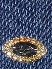 Gold Tone Oval Pin  1.5 Carat Marquette Cut Diamond / Stone Cluster Setting — photo 8