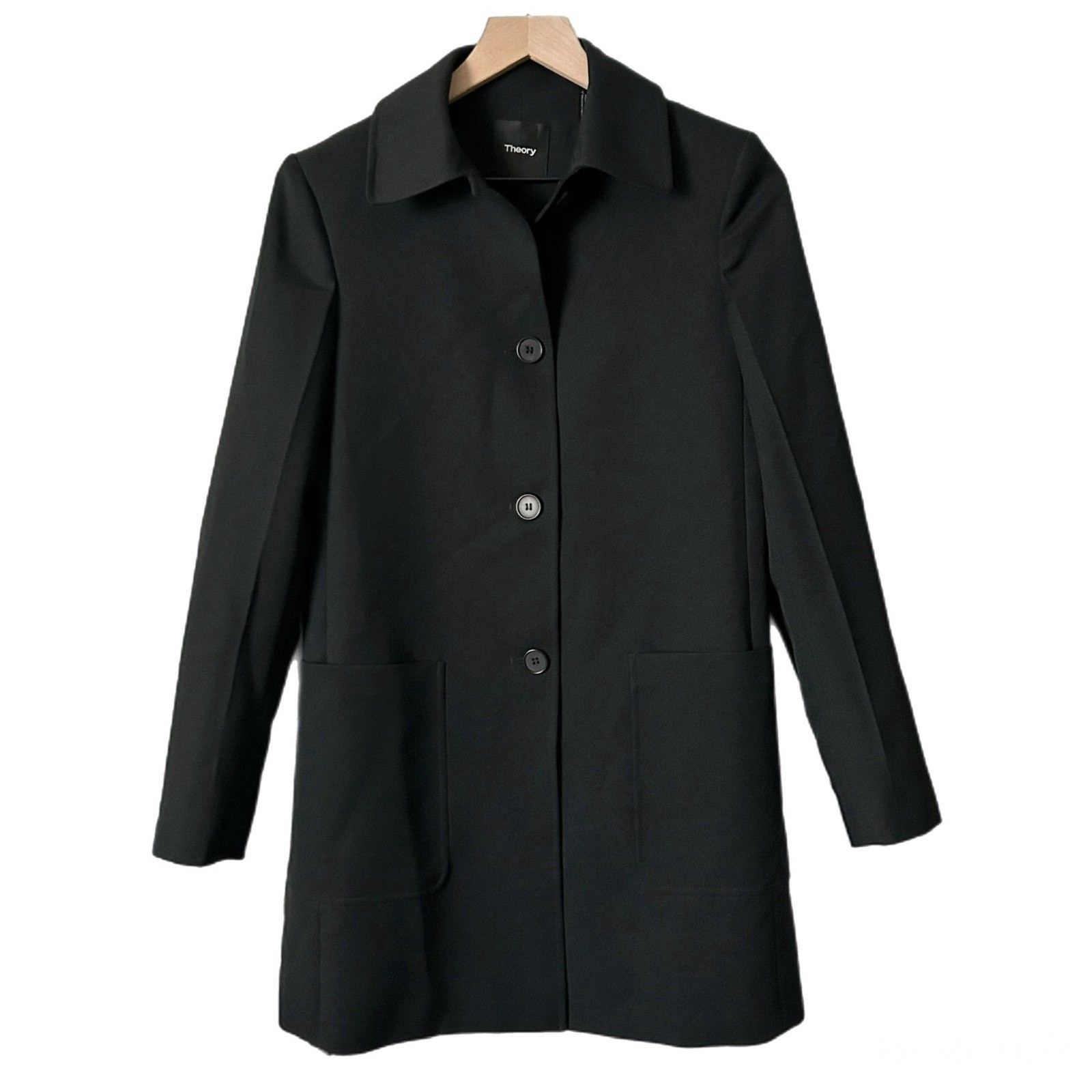 Theory Women's Izzurc Prospective Long Jacket Coat in Black Size Small