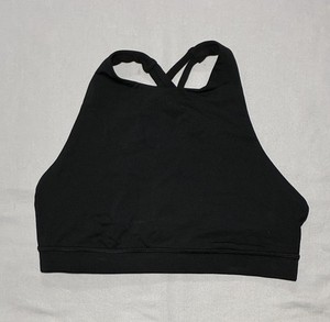 Lululemon Energy Sports Bra Womens 8 Black High Neck Crossback Longline Yoga