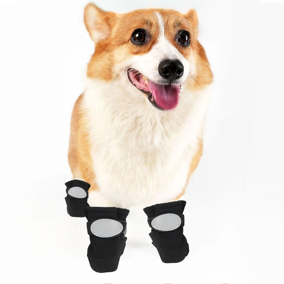 1 Paire De Bottes Pour Chiens étanches Avec Bandes Réfléchissantes En Caoutchouc - Photo 2/4
