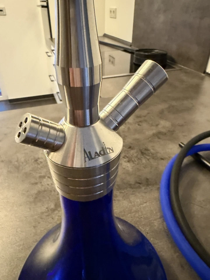 Aladin MVP 360 Shisha Edelstahl In Blau mit 2 Schläuchen 3x Benutzt Wie Neu - Bild 2 von 4