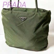 Prada Tessuto Khaki Nylon Shoulder Bag Tote Bag Triangle Logo Used