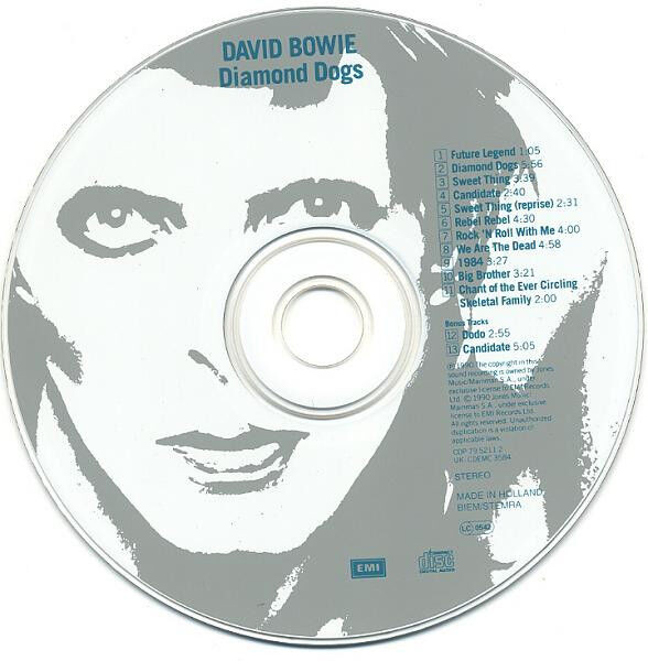 David Bowie Diamond Dogs CDP 13 Tracks 2 Bonus 1st Run EMI