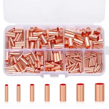 250Pcs Wire Ferrules Kit 7 Size Copper Crimp Connector Non Insulated