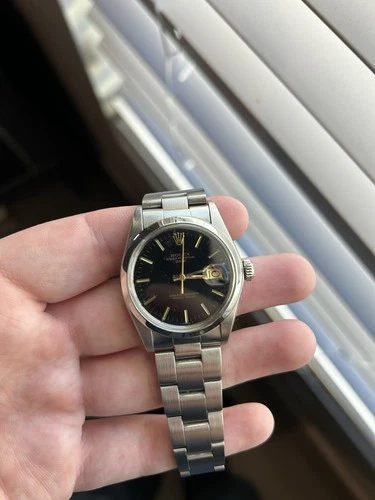 Mens Rolex Stainless Steel Date Model Ref. 1500 with Black Dial and Oyster Band