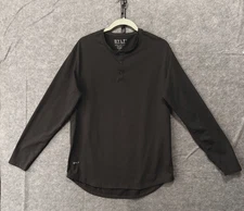 BYLT Drop Cut Henley Shirt Mens Sz L Black Stretch Lightweight Golf