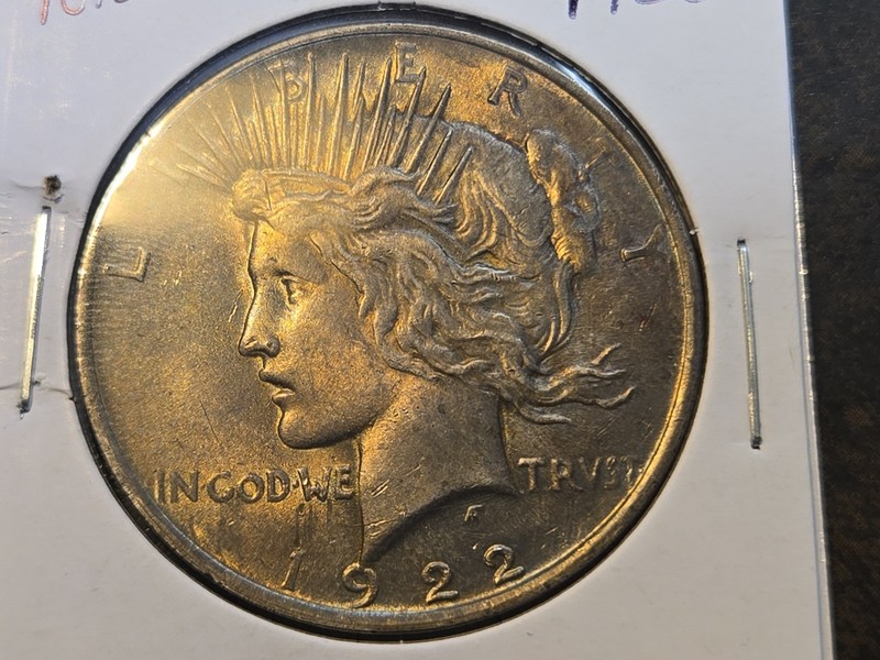 1922 P - 90% Silver Peace Dollar $1 Silver Coin BU NICE DETAILS TONED