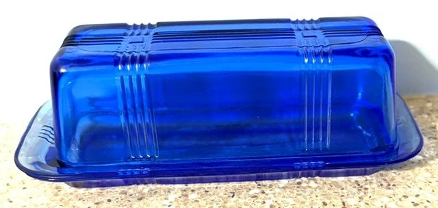 Vintage Hazel Atlas Cobalt Blue Criss Cross Butter Dish with Lid
Opens in a new window or tab