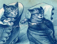 1880s A.S.T. Co. Black Tip Shoes R.C. Christiance Cats In Boots Dog Ithaca F148