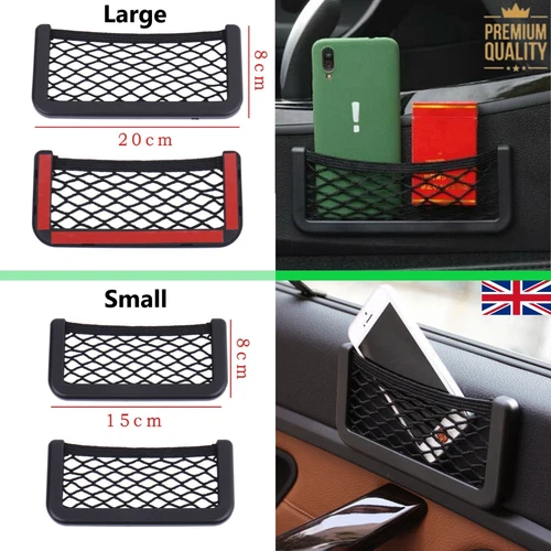 2Pcs Car Van Truck Net Mesh Storage Bag Pocket Elastic Net Phone Wallet Holder