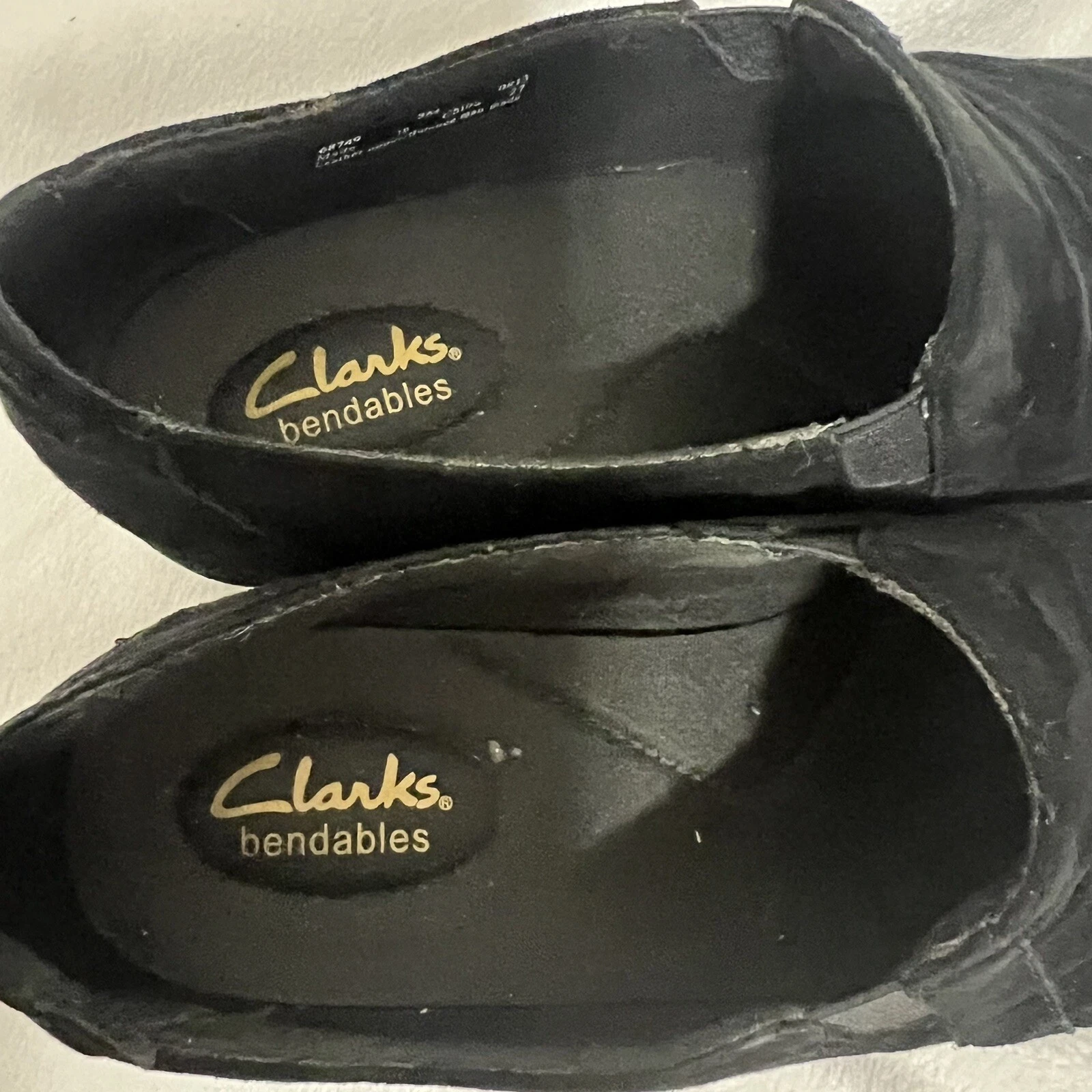 Scarpe Clarks pieghevoli slip on taglia 8 mocassino nero pelle scamosciata stivaletti comodi