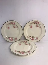 HOMER LAUGHLIN VIRGINIA ROSE BREAD & BUTTER DESSERT PLATES 6 1/4" Set Of 3