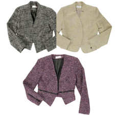 NWT 128 Petite 6P Calvin Klein - Gorgeous Black White Chunky Tweed Jacket