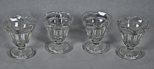Set of (4) Vintage Heavy Glass Dessert Bowls Ice Cream Sundae Sherbet Cups