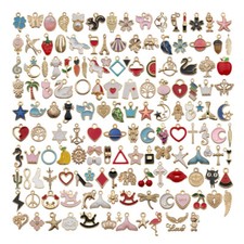 50/150Pcs Mixed Cute Enamel Charms Pendant Bracelet Necklace For Jewelry Making