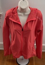 Adidas Size M Womens Orange Coral Mesh Hooded Windbreaker Jacket Lined Full Zip