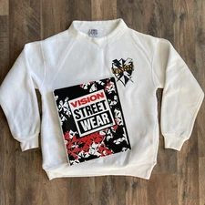 Vintage 80’s Vision Street Wear ‘New Shield’ Pocket Mockneck Youth Large 16-18