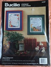 Bucilla GRACE SAMPLER PAIR Stamped Cross Stitch Kit 64387 Vtg 1995 Sealed NOS