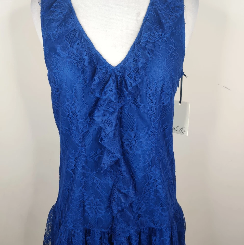 Ali Ro Lace Lace Dress Size 4 Ruffled Drop Waist Sleeveless Party Cocktail NWT - Image 4 of 4