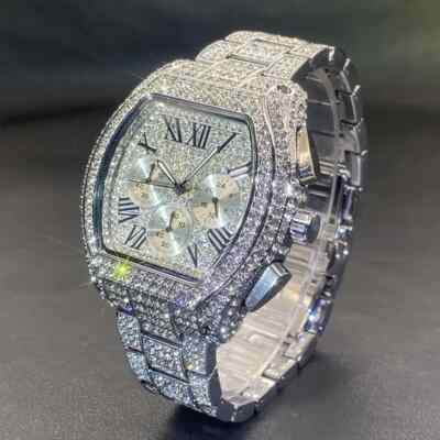 Hip Hop Bling Luxury Diamond Quartz Watch, Multi-Function Iced Watch Men / Women