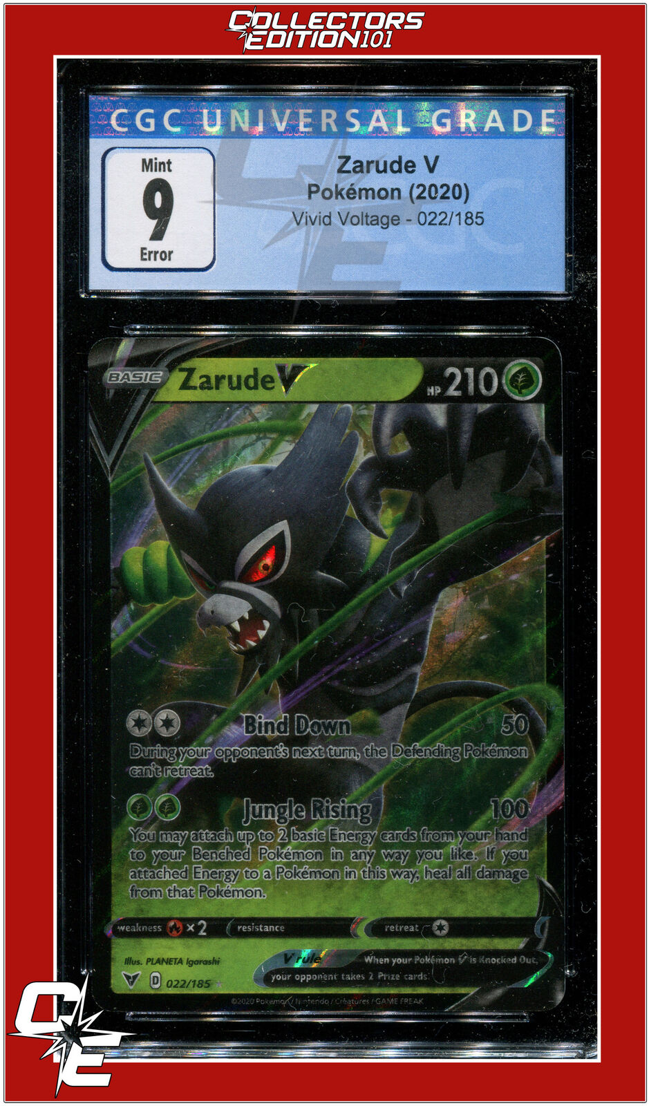 Zarude V CGC 9 Holo (7188) 022/185 - Pokemon Graded Cards » Vivid