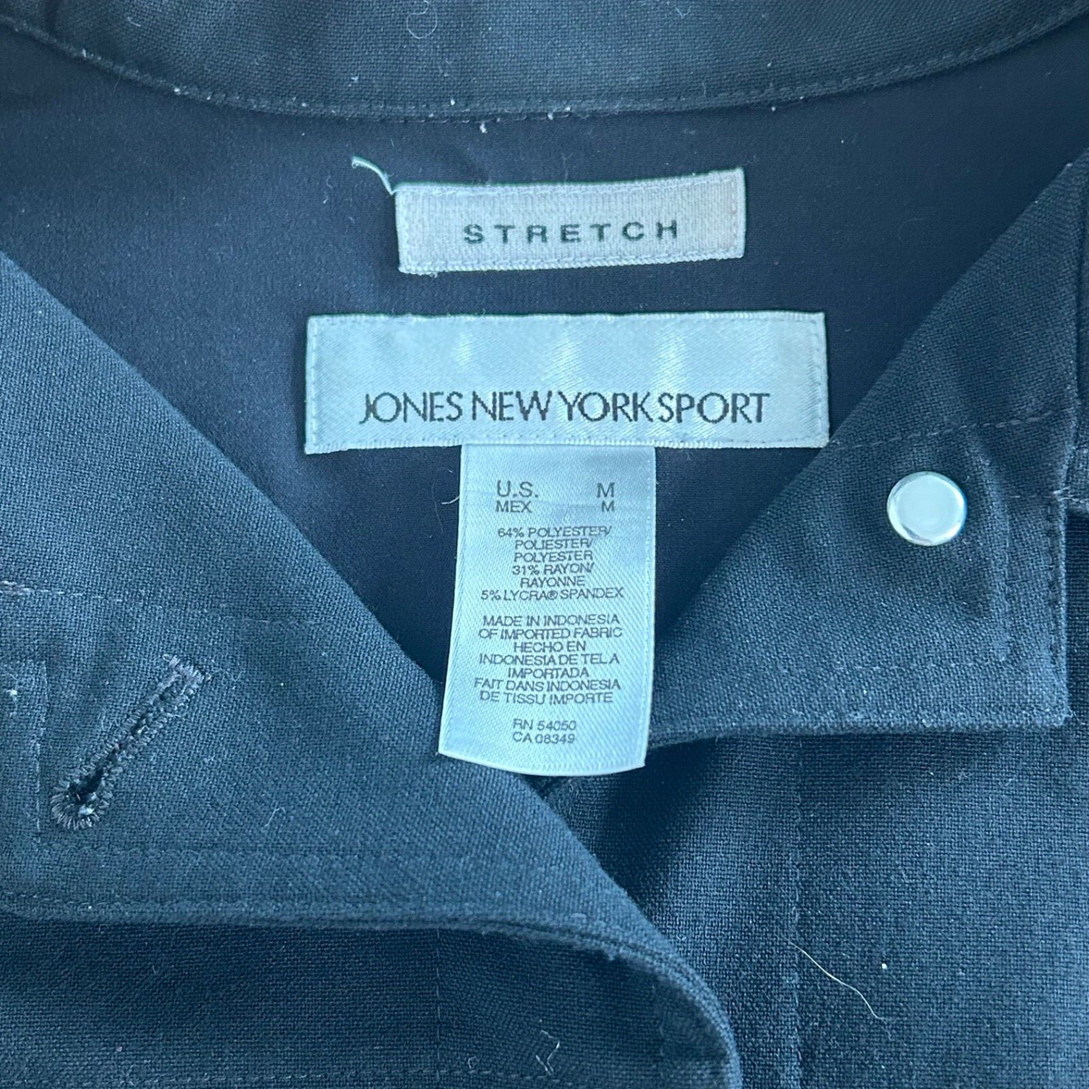 Jones New York Sport Black Jacket Stretch Medium Women's Button Up