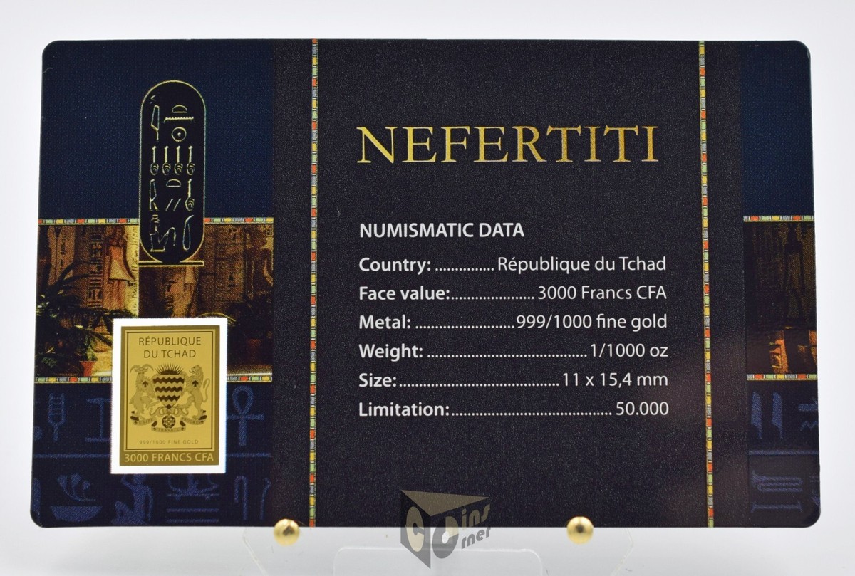 Nefertiti 1/1000 Oz 999 Gold Coin Bar 3000 Francs Chad | eBay
