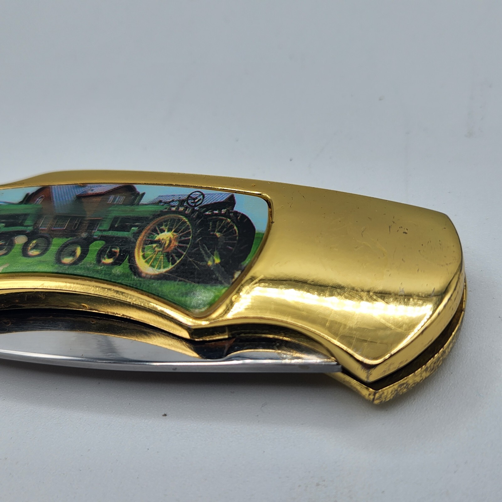 Retro Tractor John Deere Style Folding Pocket Knife With VTG Tractors