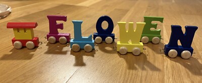 Alphabet Holz bunte Buchstaben F L O W E N & Zug Waggon