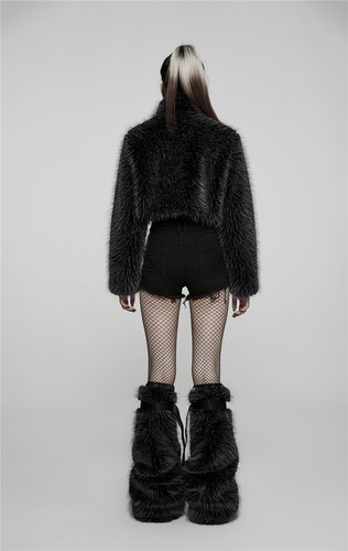 Punk Rave Donna Cappotto Pelliccia Finta Inverno Elegante Corto Spessa Pelliccia Finta Giacca Scura - Foto 12 di 40