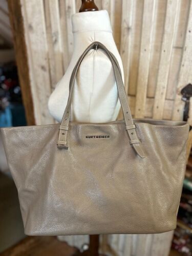 XL KURT GEIGER taupe pebblegrained weiches Leder Tote Shopper Bucket Schultertasche - Bild 2 von 11