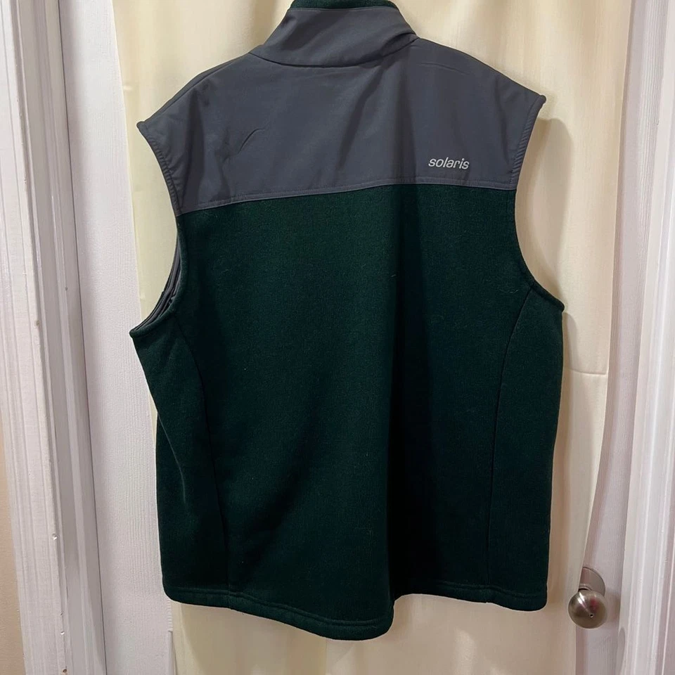 Colete de lã masculino Solaris cinza verde zíper completo jaqueta de desempenho ao ar livre GG - Imagem 2 de 4