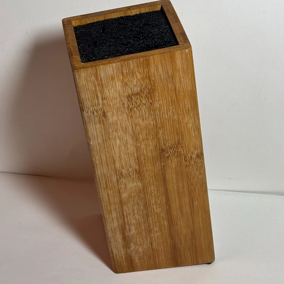 Rösle Bamboo Knife Block with Bristles Universal Knives Stand Holder 4x4x9.75 In - Image 4 of 4