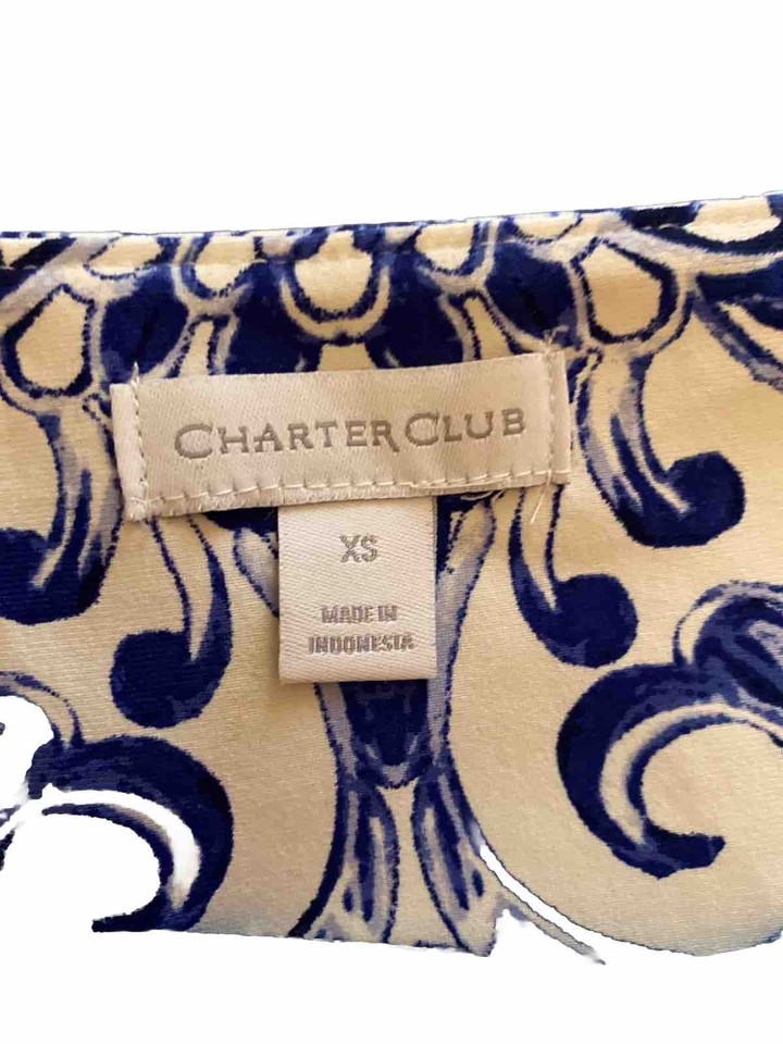Jupe Imprimée Florale Charter Club – Taille 18 W, Doublée, élastiquée, Couleur Blanc Et Bleu