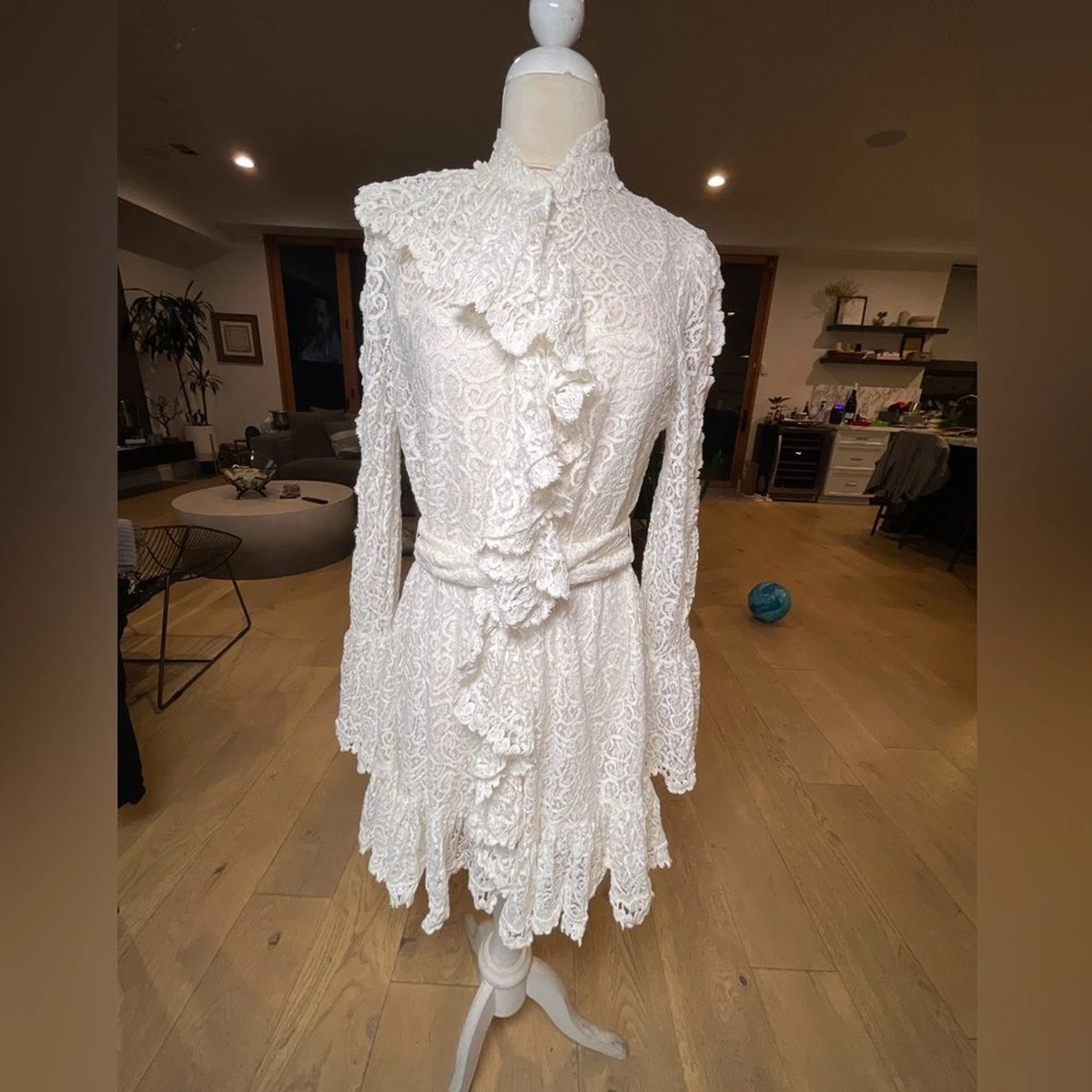 Ivory lace mini dress cheap