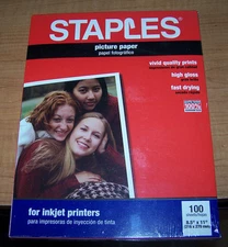 Staples PICTURE / PHOTO PAPER - 100 sheets - 8.5"x11" - White - Inkjet - NIP!