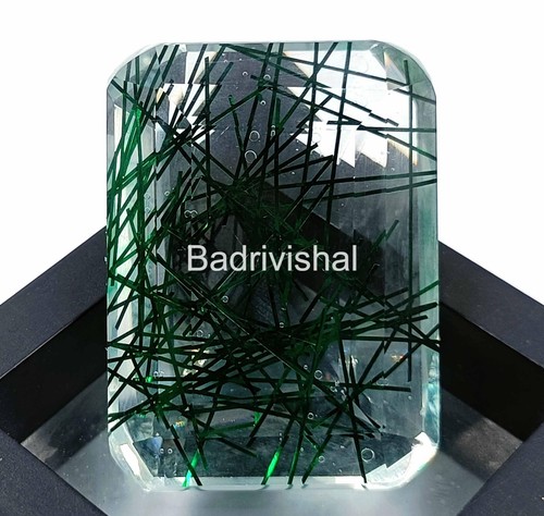 170 Ct Certified Best Green Rutilated Quartz Emerald Cut Loose Gemstone 4JUF - Picture 5 of 9