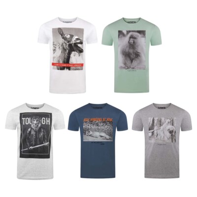 riverso Herren T-Shirt RIVCharly Fotodruck Rundhals Kurz Shirt Regular Baumwolle
