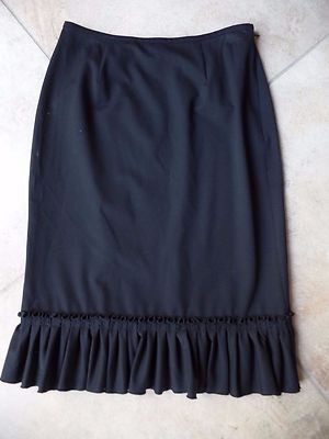 Mark Shale Black Ruffled Hem Pencil Straight Skirt 6