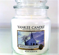 Yankee Candle Retired "WHITE CHRISTMAS" Medium 14.5 oz. WHITE LABEL  RARE NEW