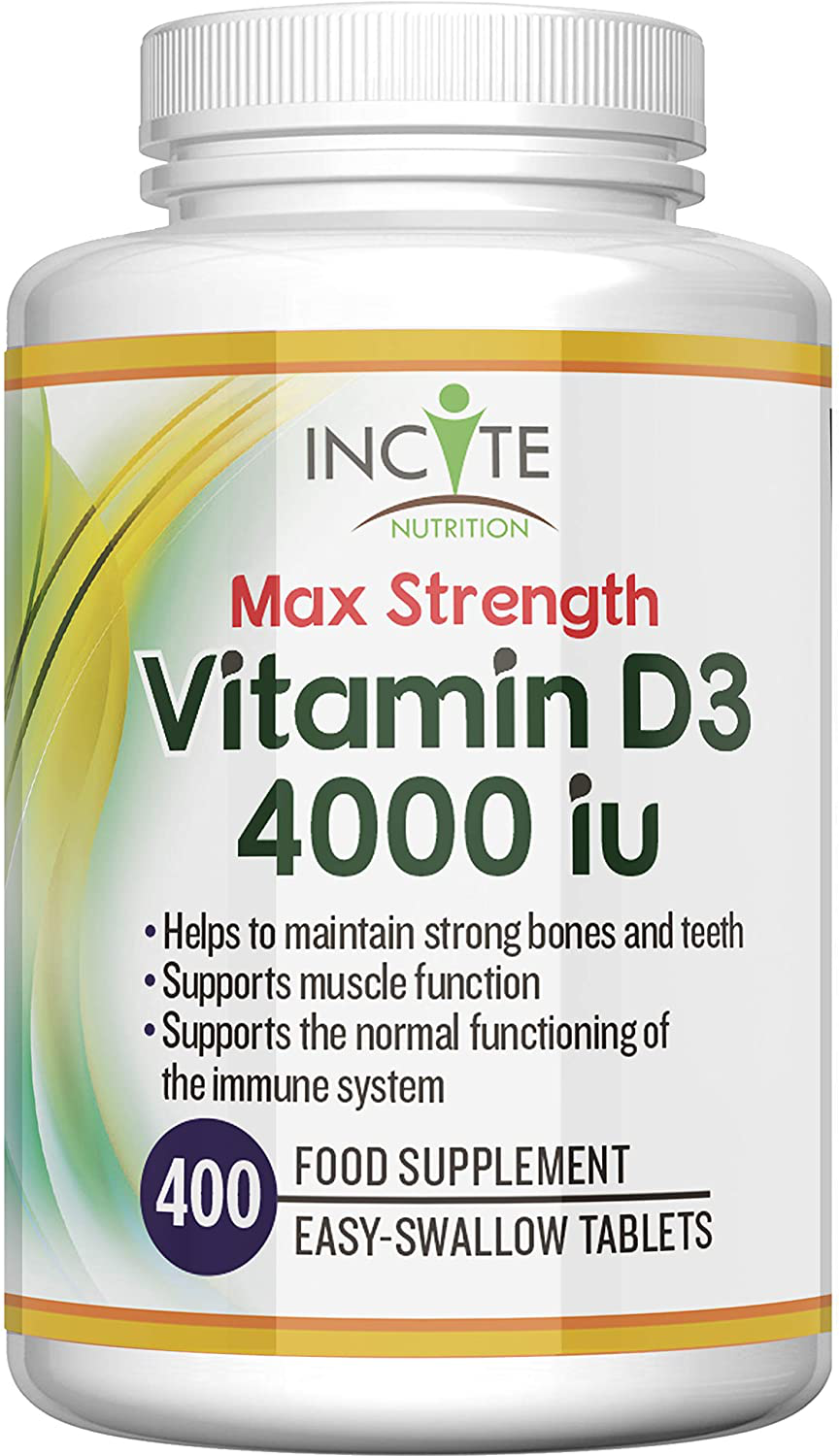 Incite Vitamin D3 4000 IU Max Strength 400 Capsules Strong Immune
