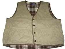 Vintage Woolrich Men's Chore Flannel Lined Diamond Quilted Vest XL Dark Wheat