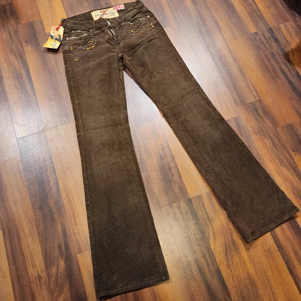 Pantalones de pana de pared 7 For All Mankind Great China cristales adornados 28 nuevos con etiquetas Foto 3 de 4