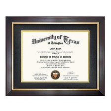 GMFrames 8.5x11 Wood Diploma Frame with 11x14 or Mat, Deep Brown