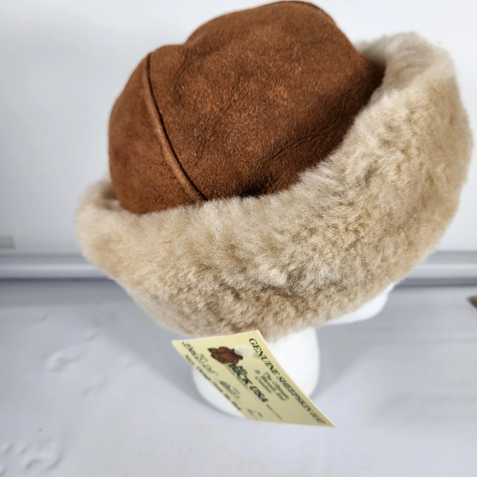 Mr Bick USA Large Hat Brown Fawn Sheepskin Hat Vintage 1970s