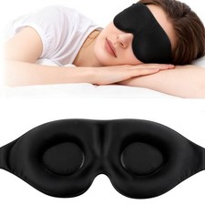 3D Contoured Sleep Mask, 100 Blackout Eye Cover - Zero-Pressure, Soft Brea...