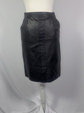 Vintage Black Leather Pencil Skirt Polish Brand Womens Size 4/6 Estimated 28in
